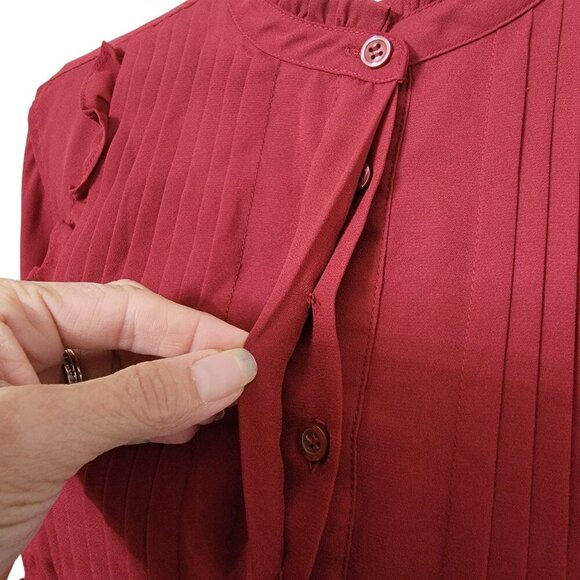 J.Crew Mercantile Size 16 Burgundy Red Tiered Ruffle Pintuck Front Dress - Picture 7 of 14